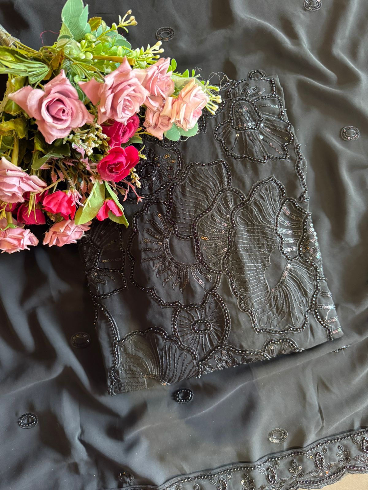 Pure Georgette floral designer unstitched suit