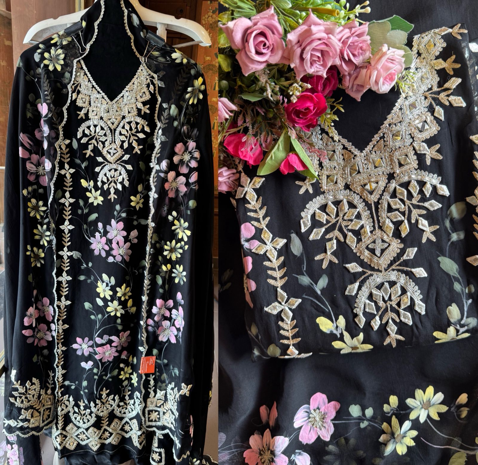 Organza Unstitched designer Suit