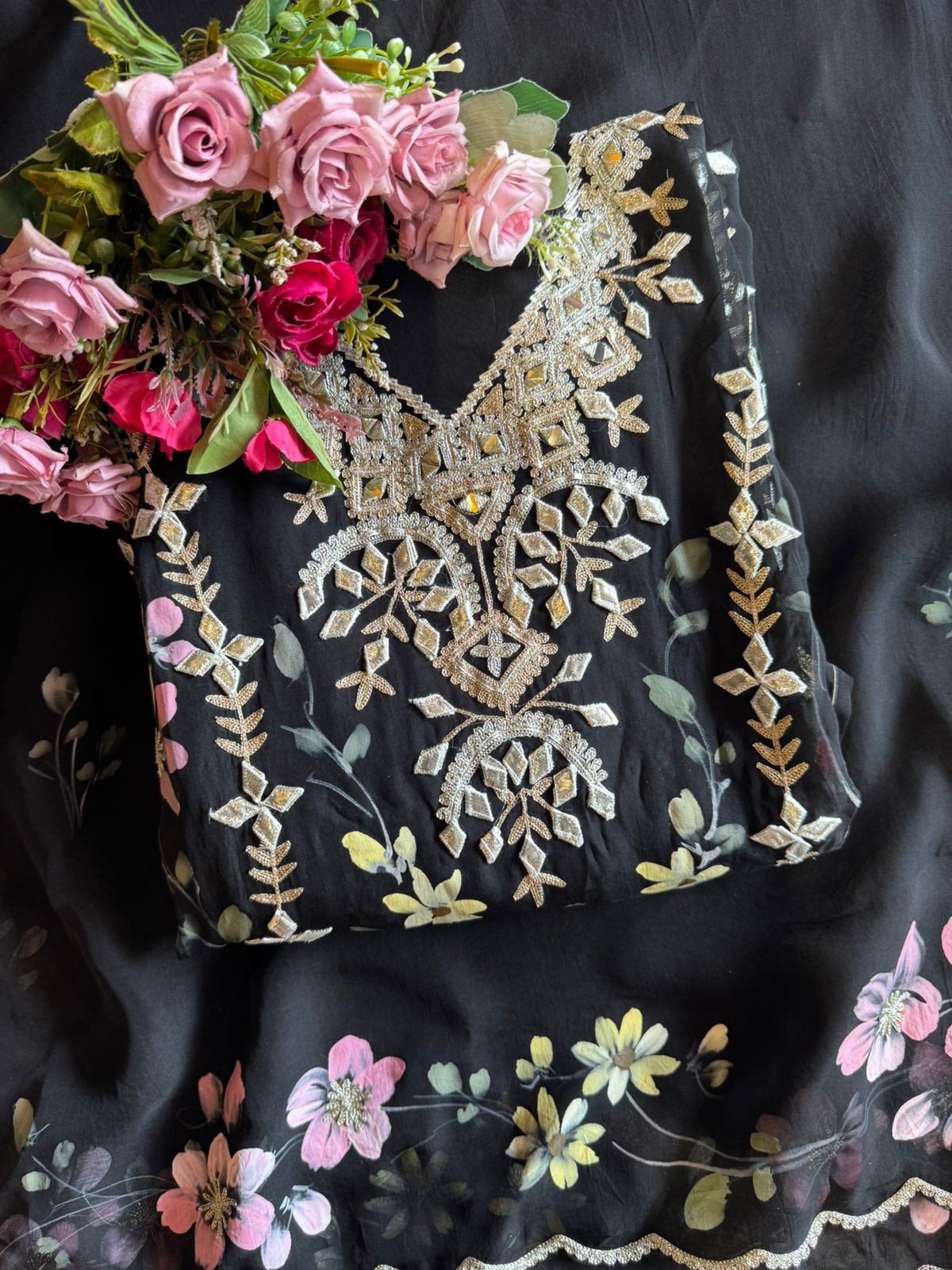 Organza Unstitched designer Suit