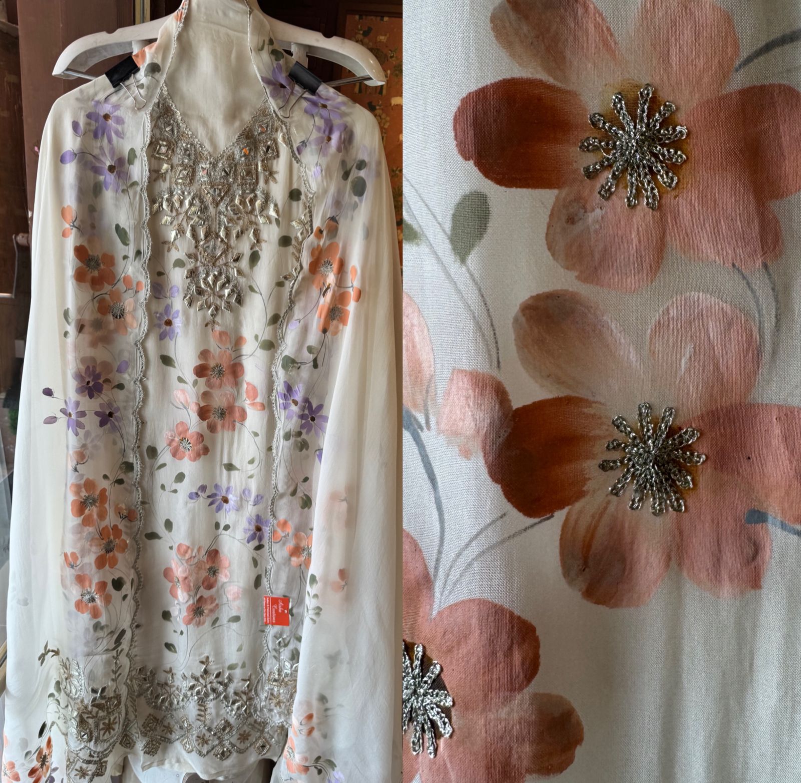 Organza Unstitched designer Suit