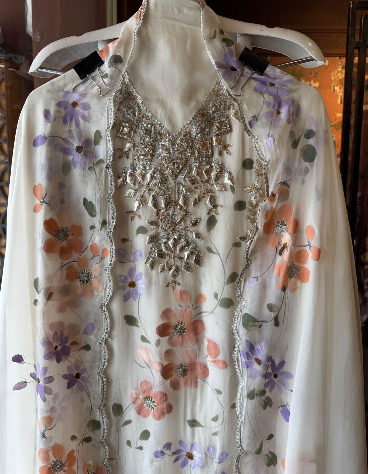 Organza Unstitched designer Suit