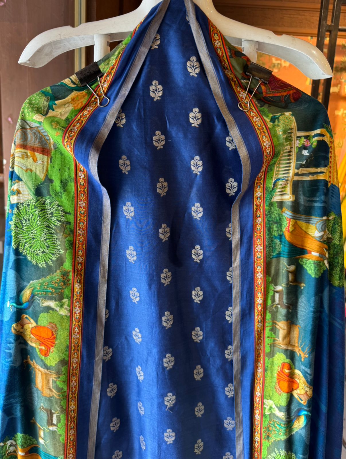 Silk Shirt with striking Rajasthani miniature painting