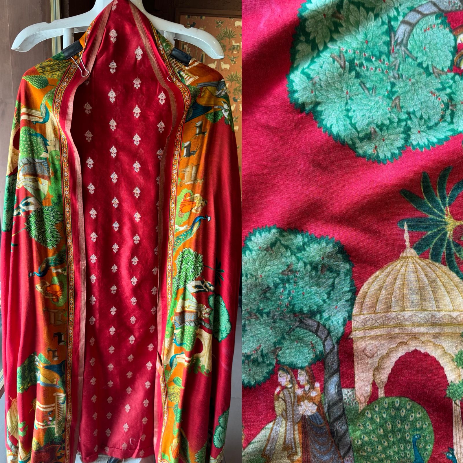 Silk Shirt with striking Rajasthani miniature painting