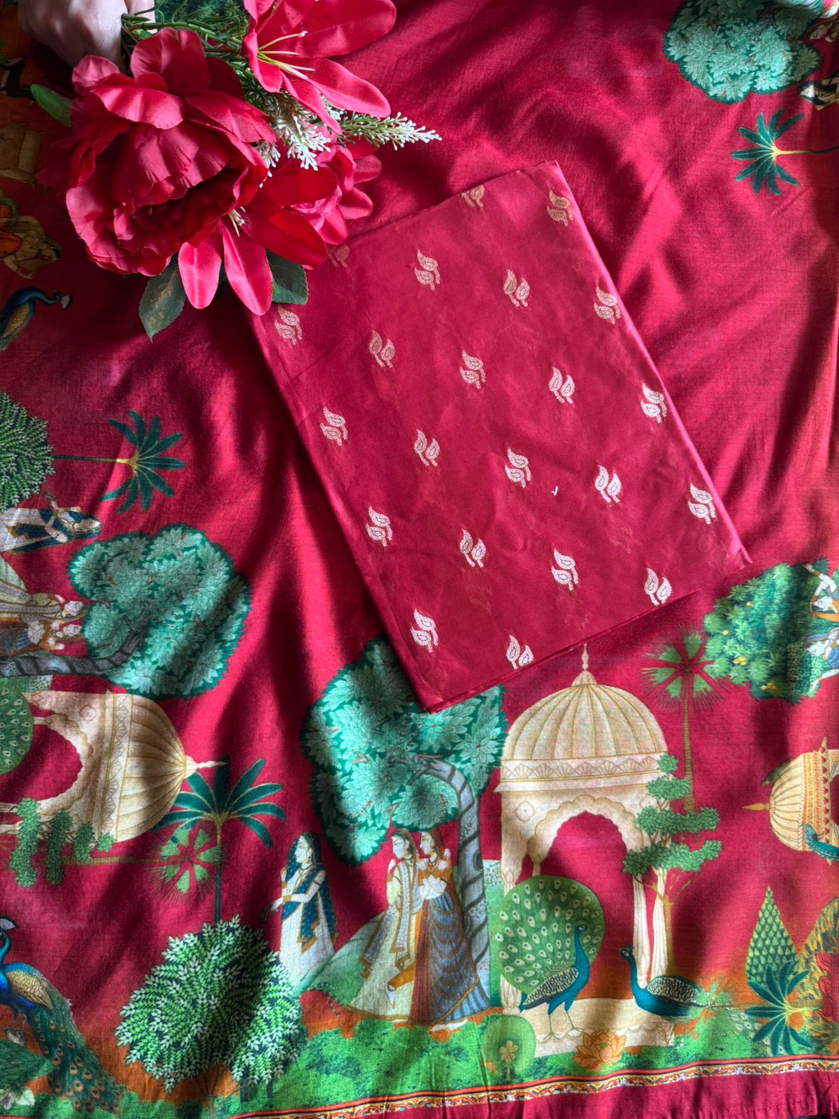 Silk Shirt with striking Rajasthani miniature painting