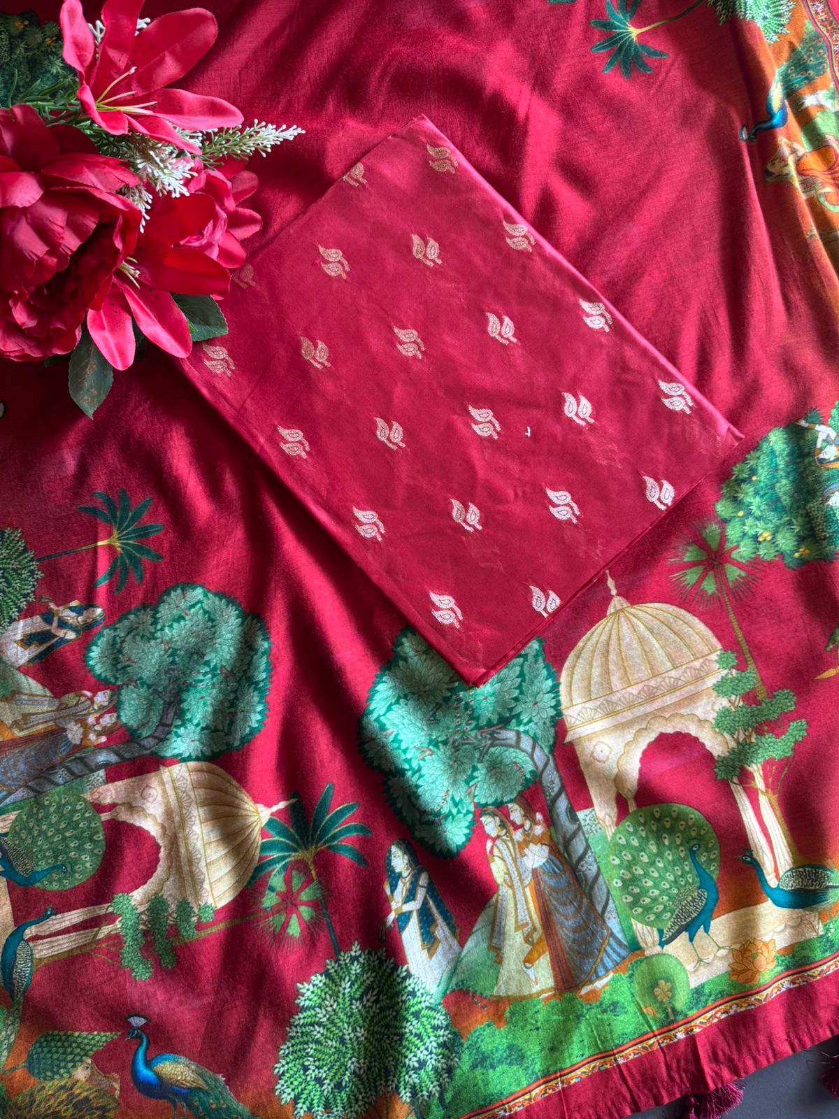 Silk Shirt with striking Rajasthani miniature painting