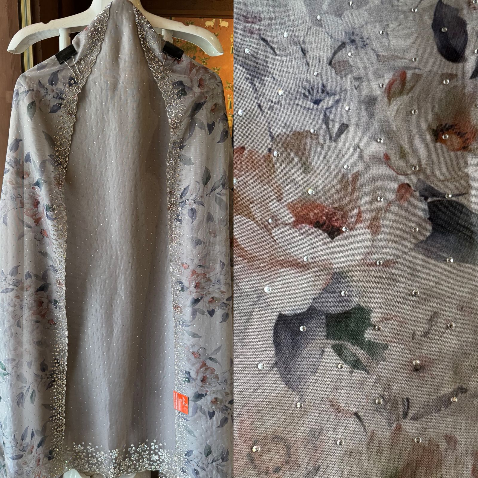 BEAUTIFUL UNSTITCHED SUIT DESIGN ON ORGANZA TISSUE