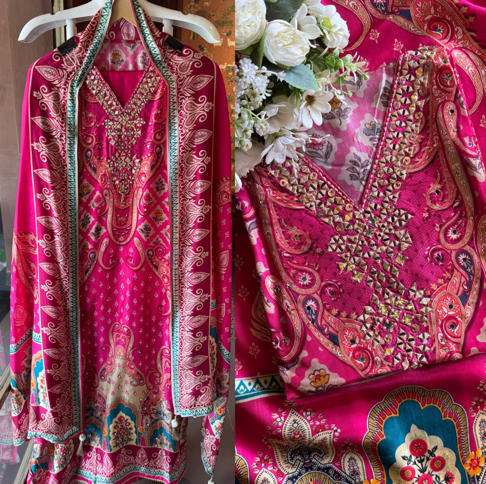 Pure Silk Unstitched designer Suit