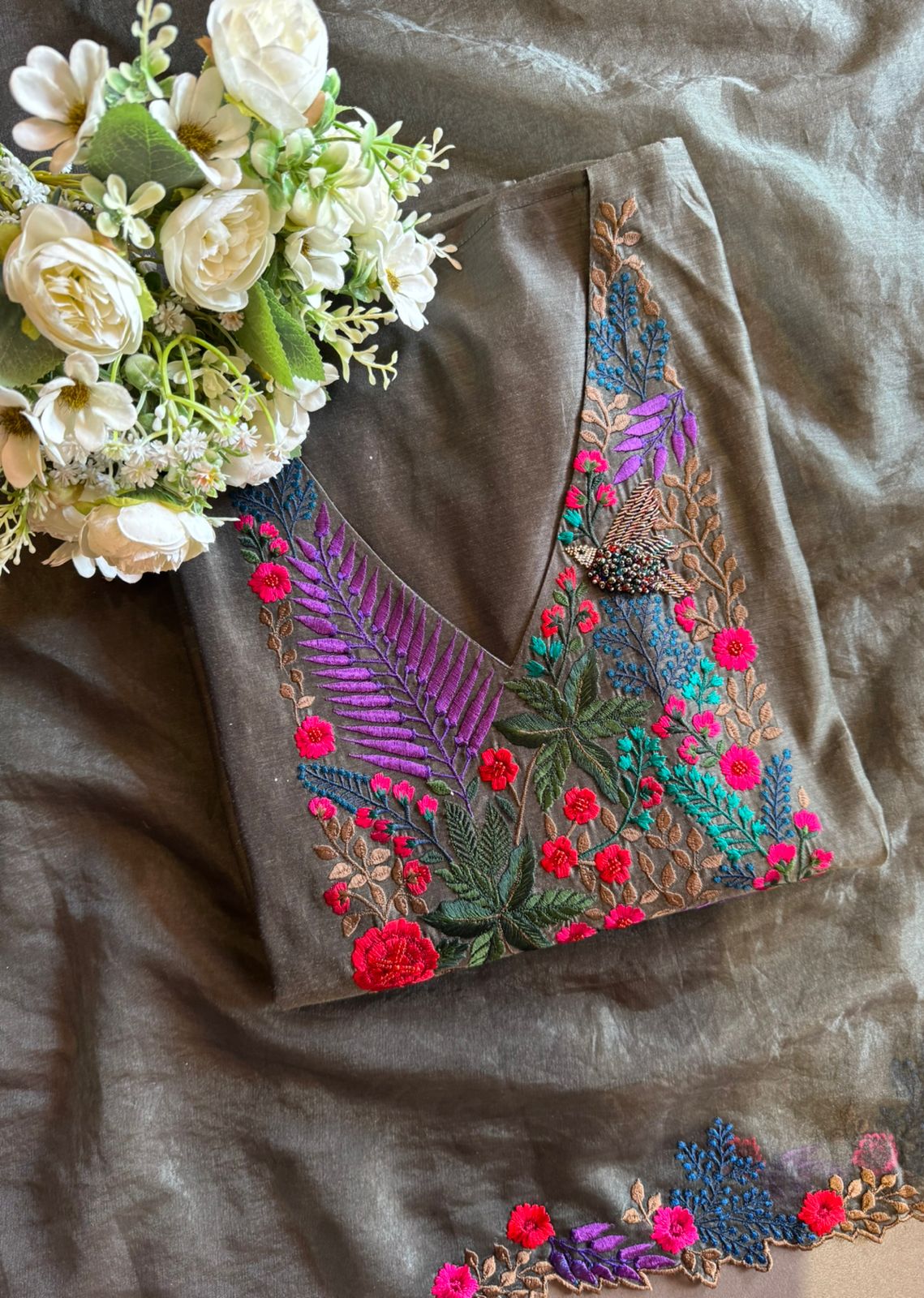 Chanderi Silk Unstitched Suit