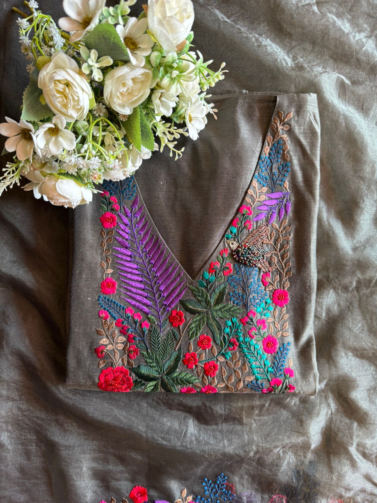 Chanderi Silk Unstitched Suit