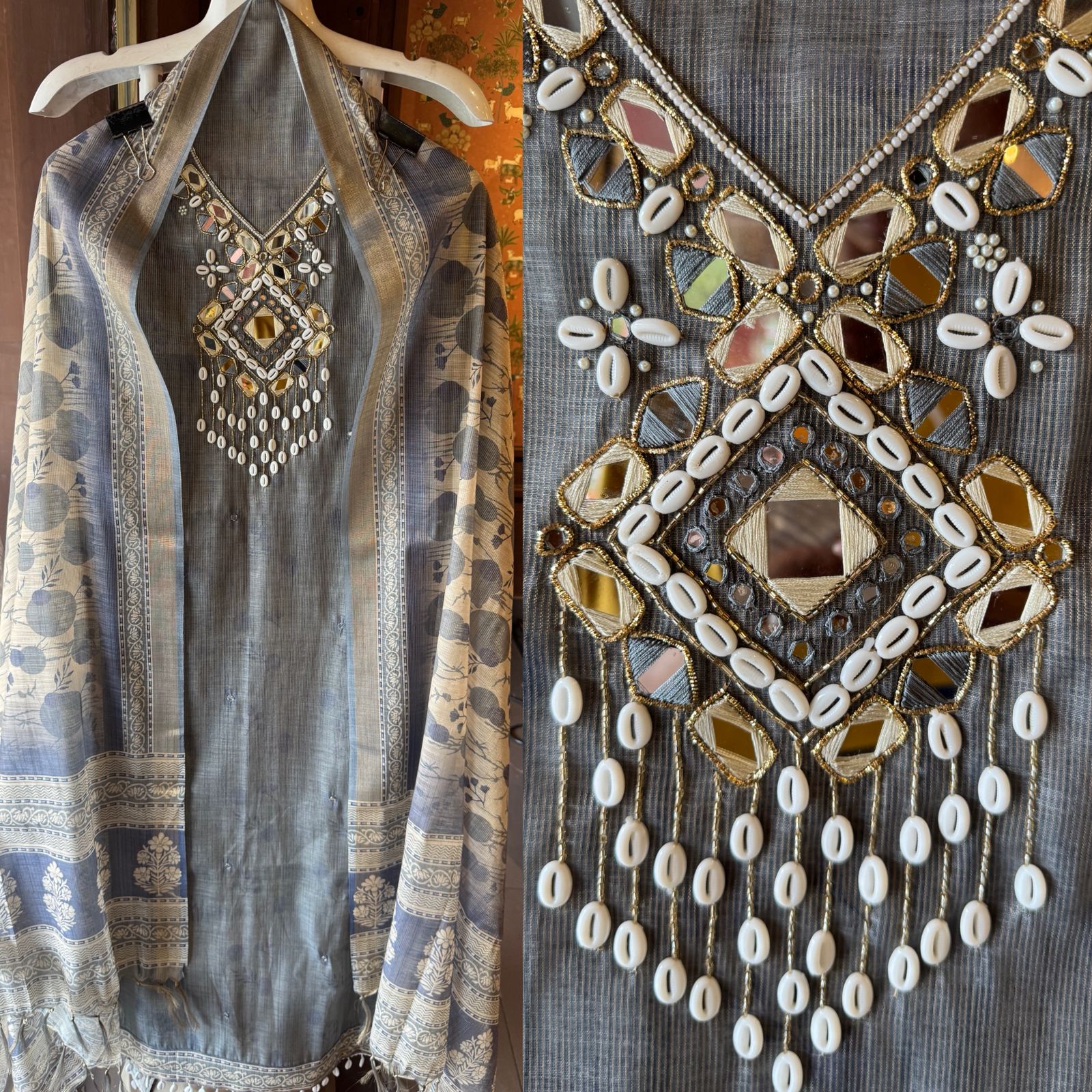 Pure tissue jacquard Unstitched Suit