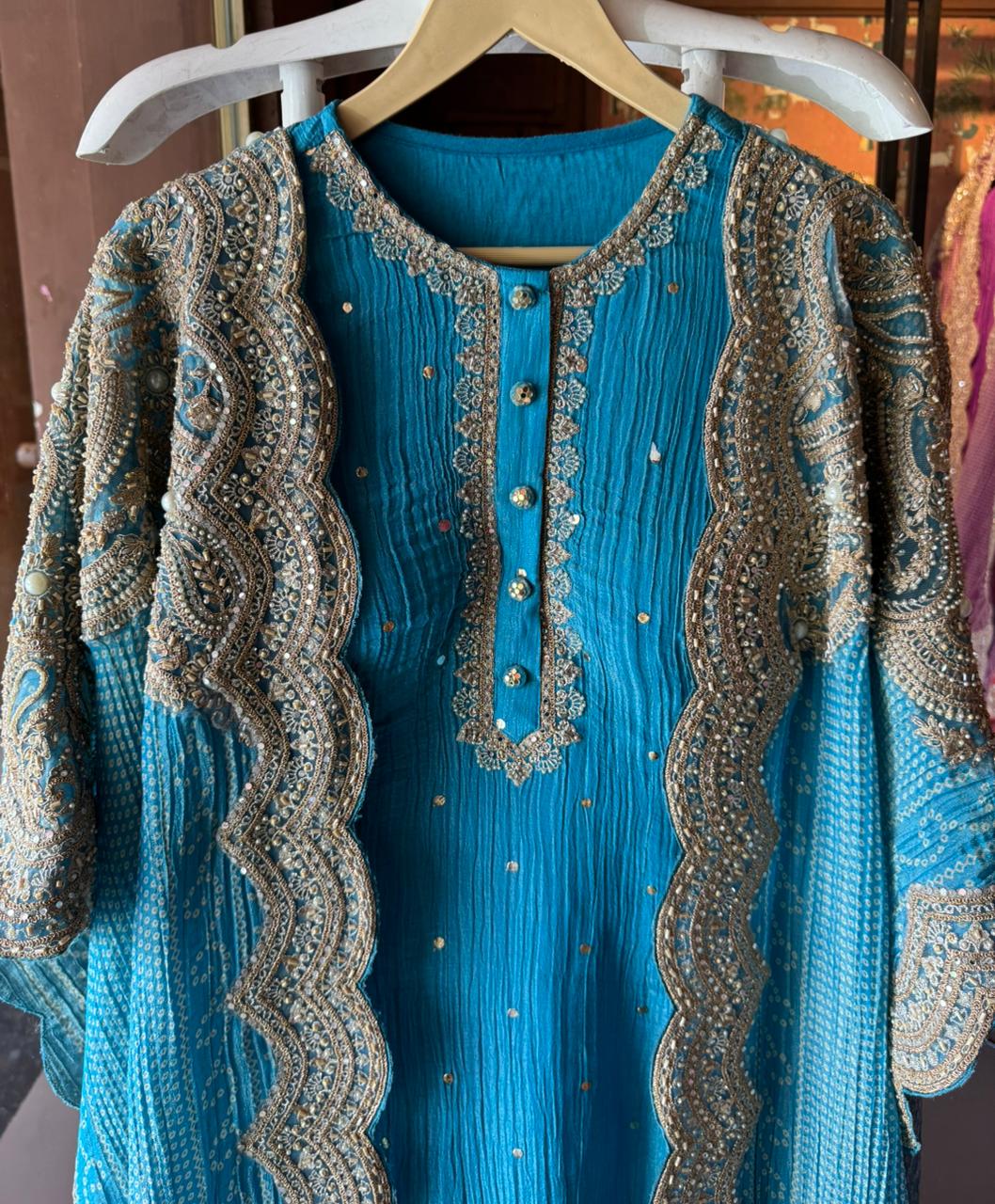 Straight crushed tissue Stitched Shirt