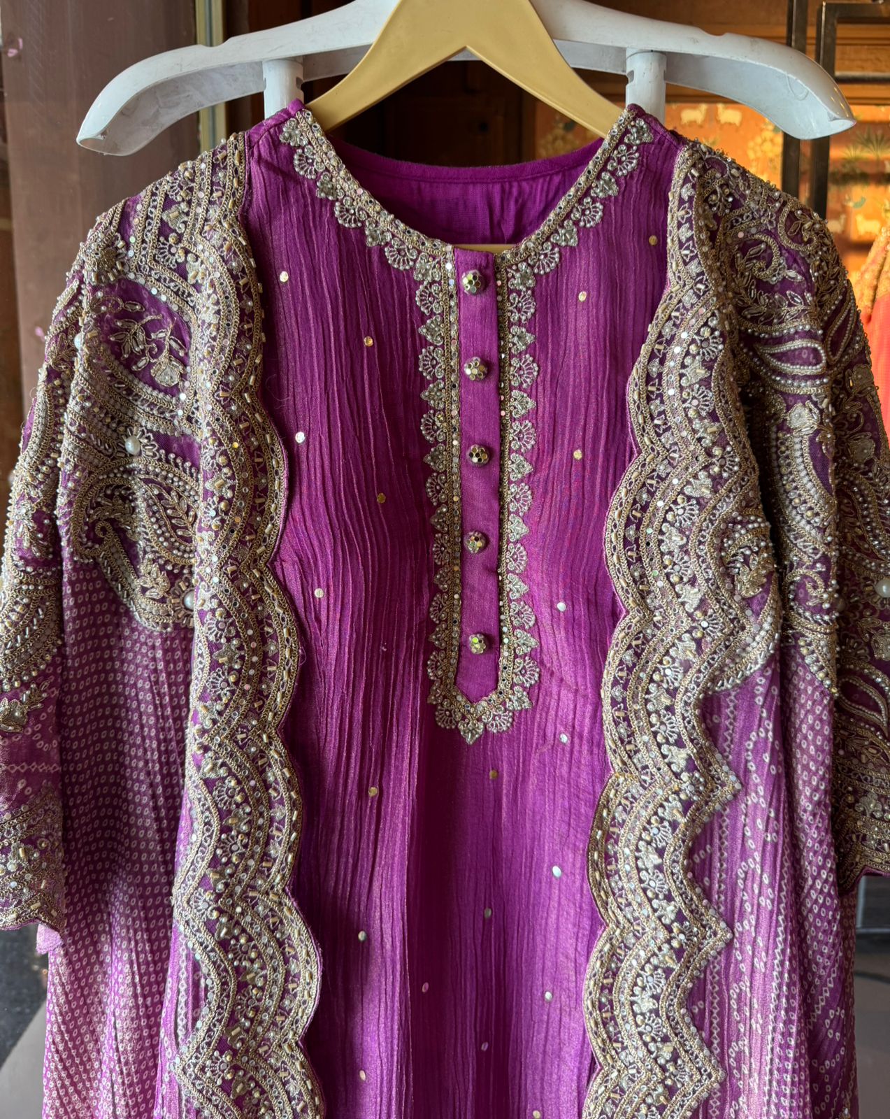 Straight crushed tissue Stitched Shirt