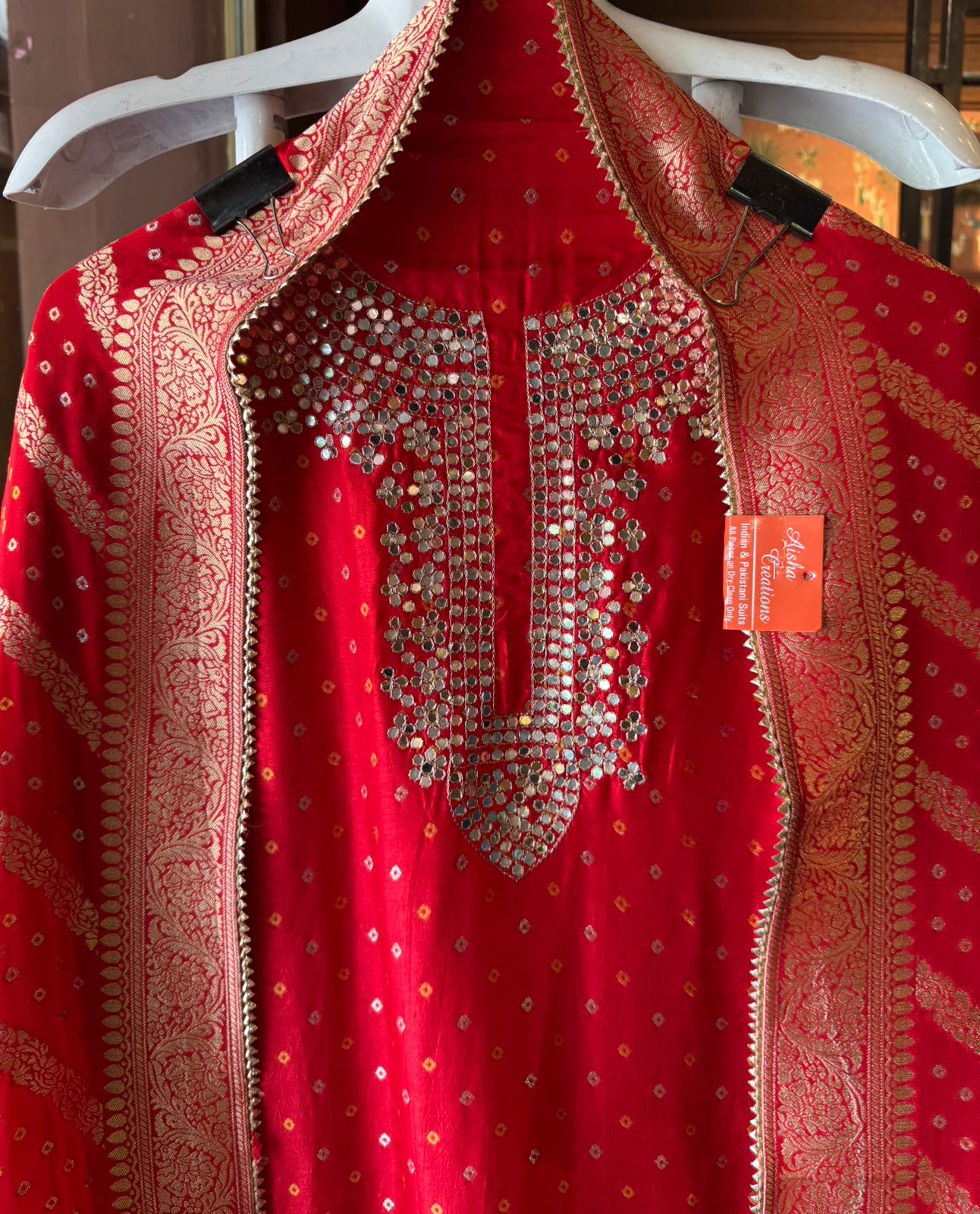 BEAUTIFUL ETHNIC SUIT IN WEAVING GHARCHOLA