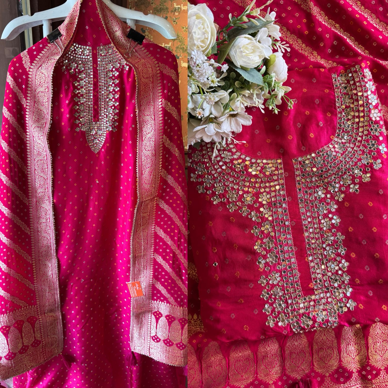 BEAUTIFUL ETHNIC SUIT IN WEAVING GHARCHOLA