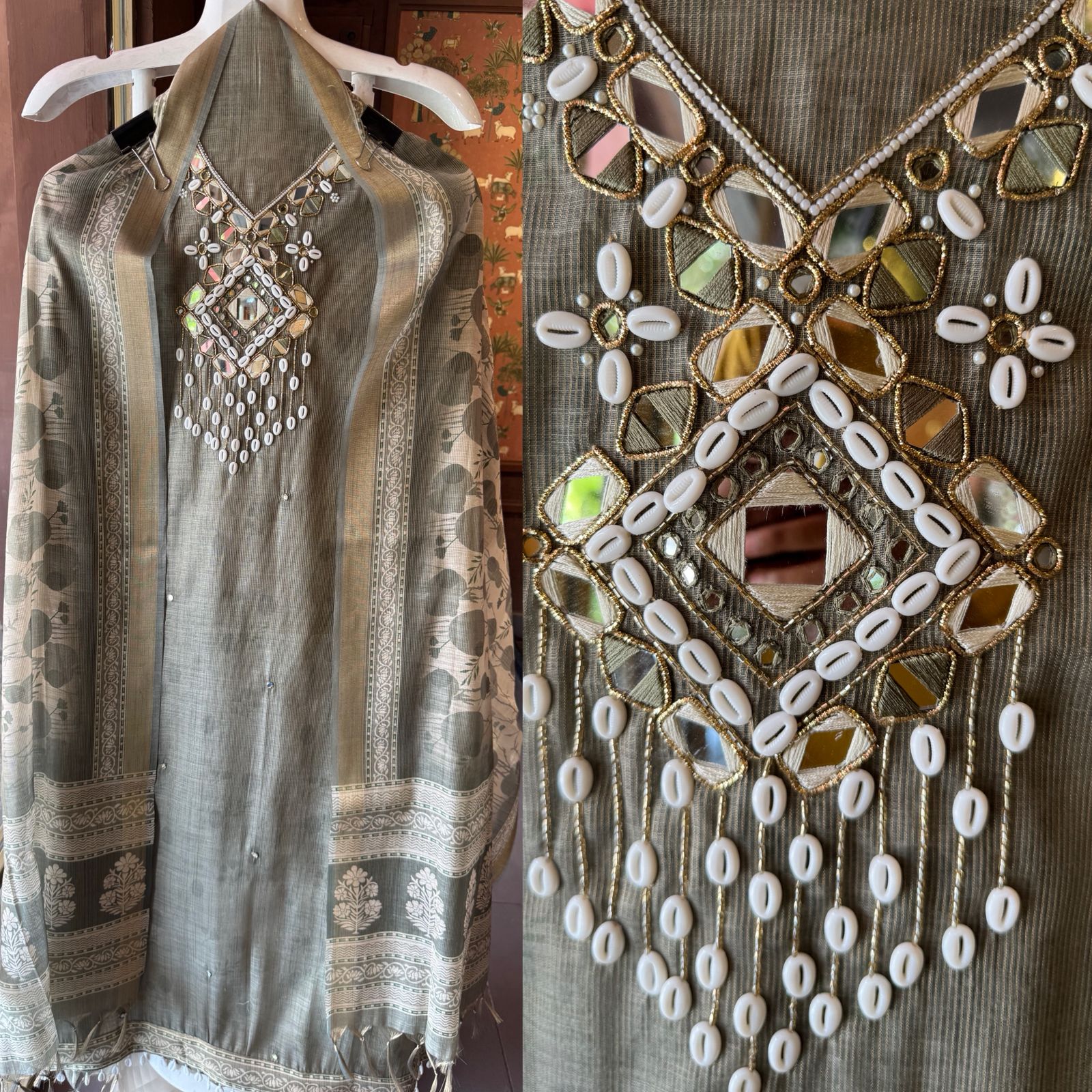 Pure tissue jacquard Unstitched Suit