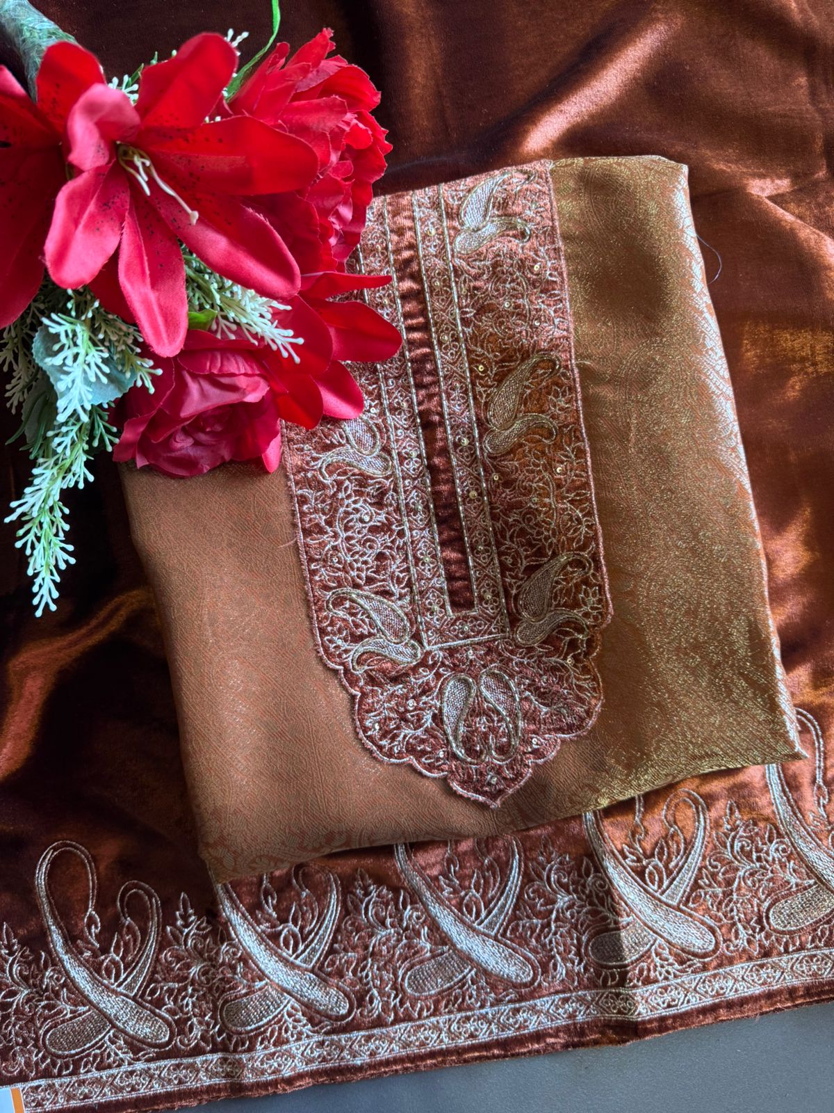 Brocade Silk designer Unstitched Shirt