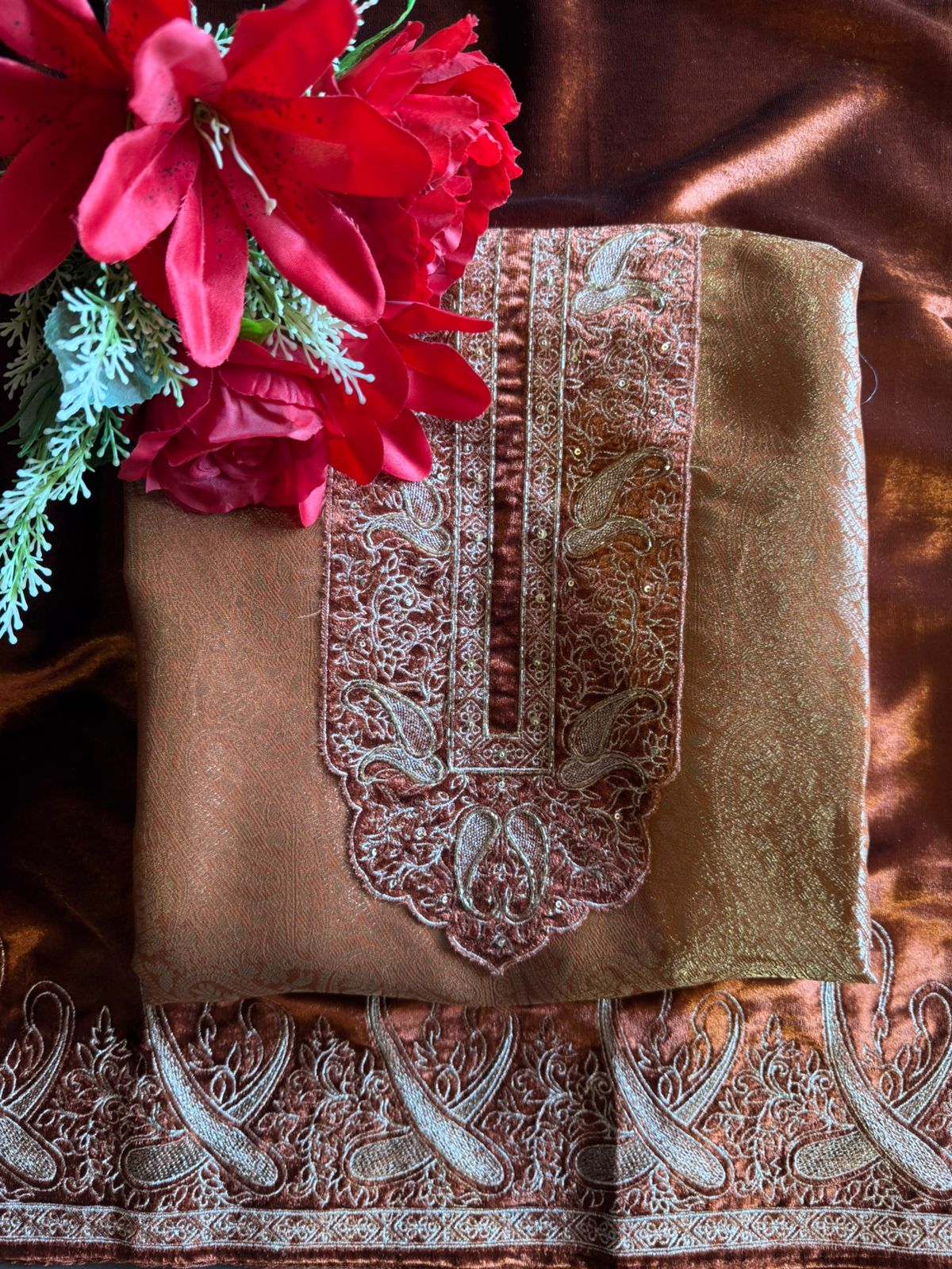 Brocade Silk designer Unstitched Shirt