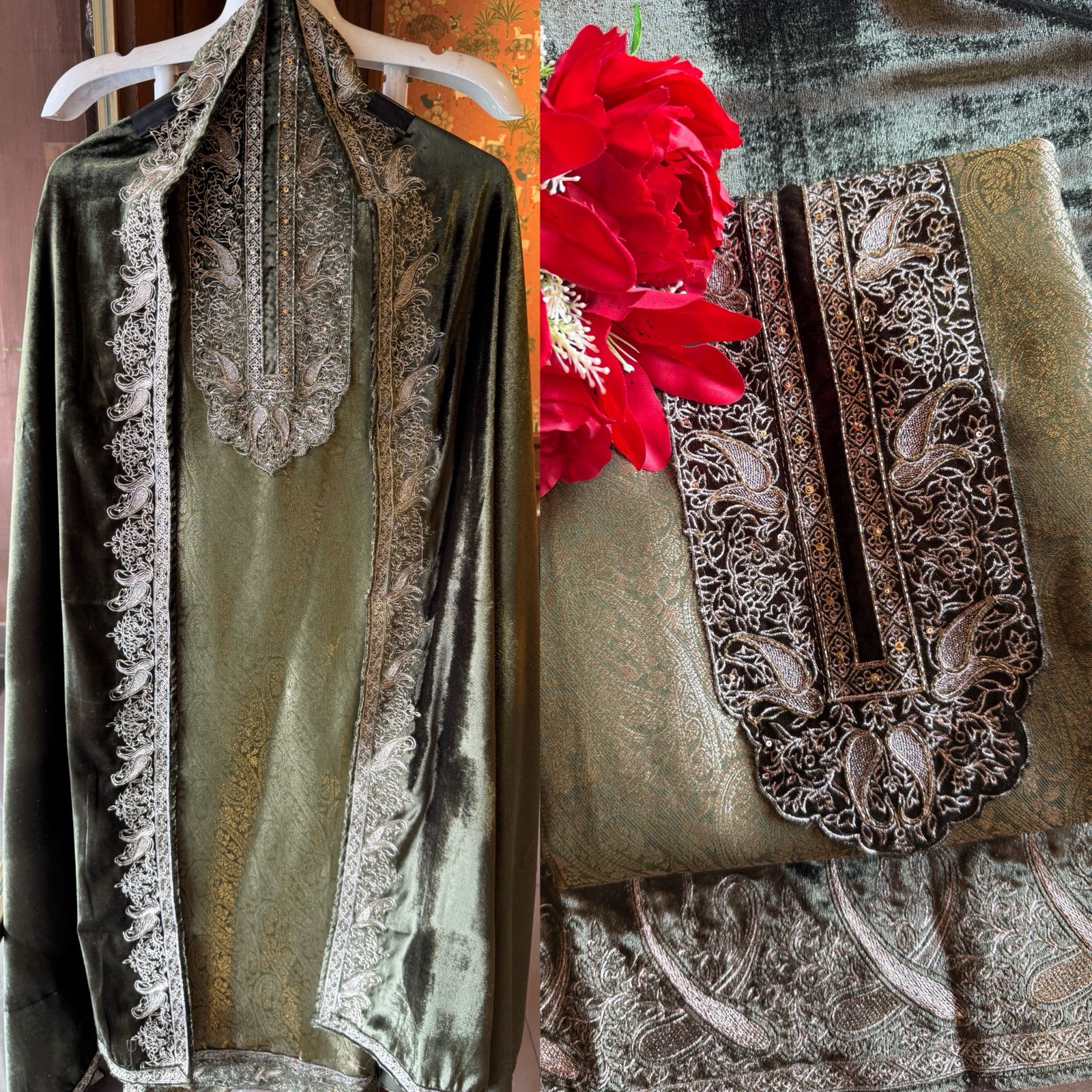 Brocade Silk designer Unstitched Shirt