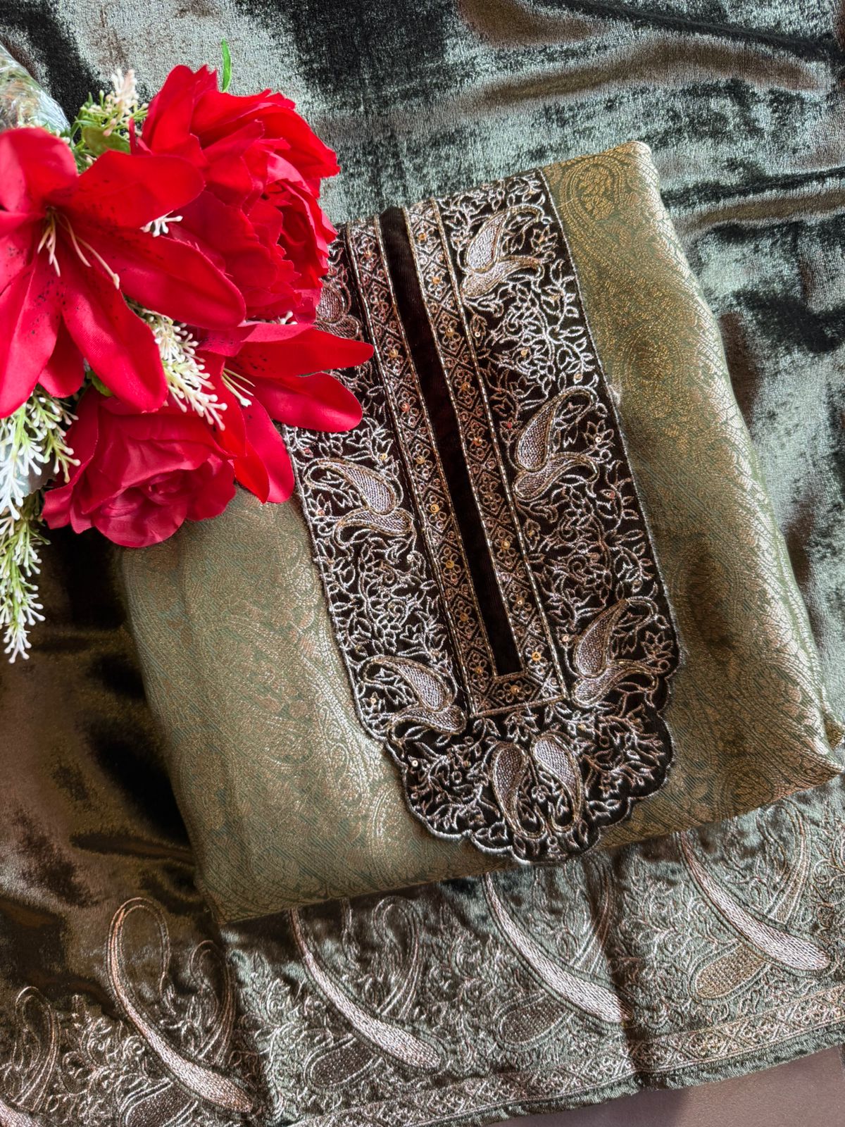 Brocade Silk designer Unstitched Shirt