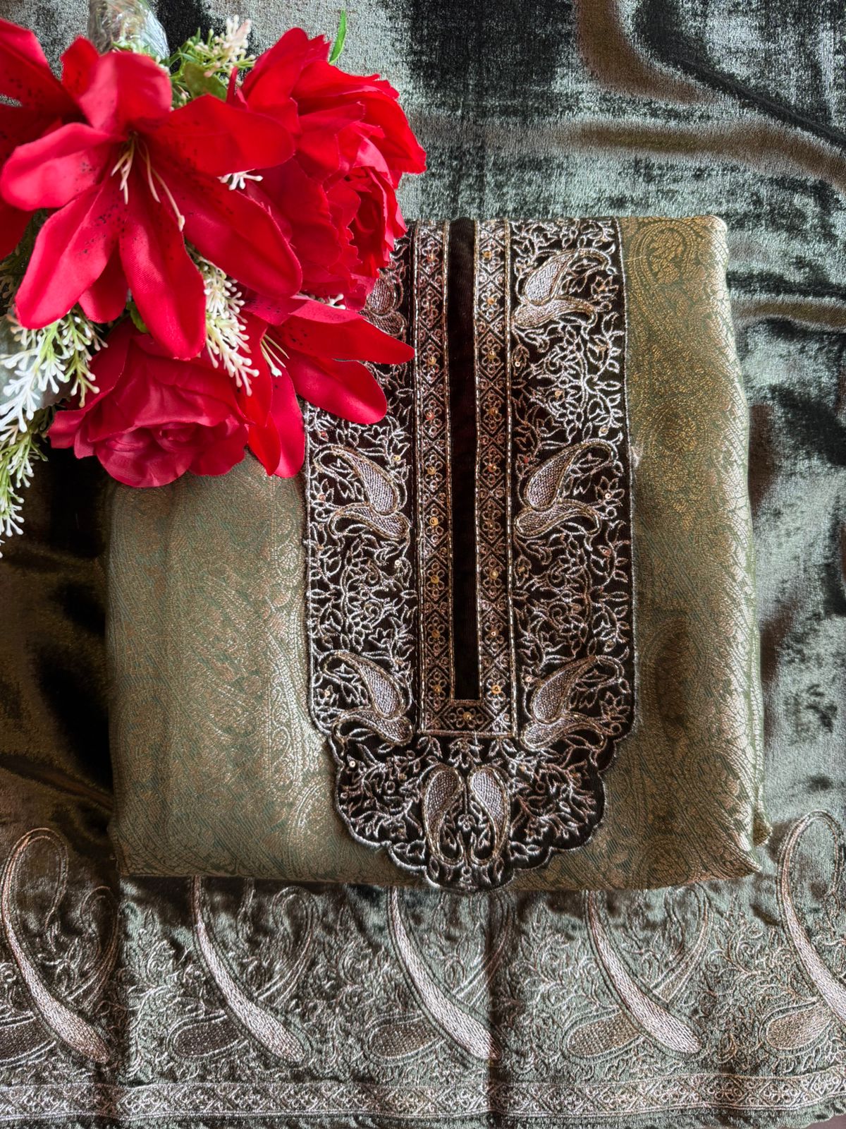 Brocade Silk designer Unstitched Shirt