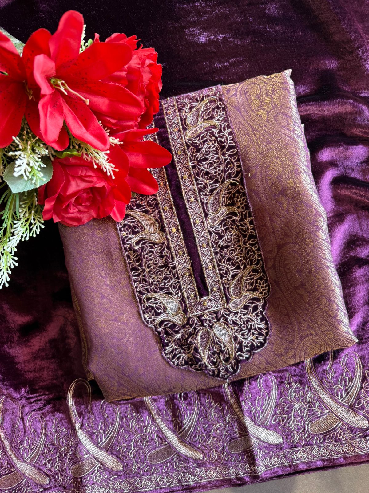 Brocade Silk designer Unstitched Shirt