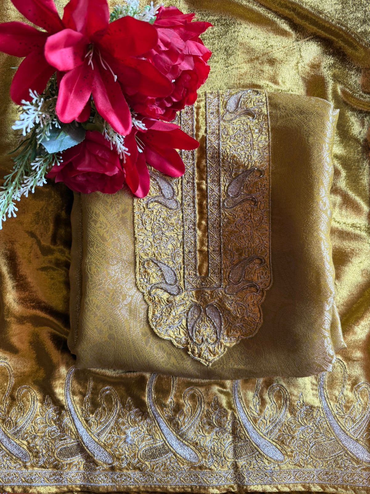 Brocade Silk designer Unstitched Shirt