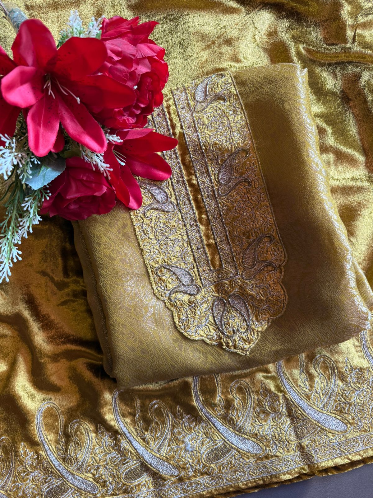 Brocade Silk designer Unstitched Shirt