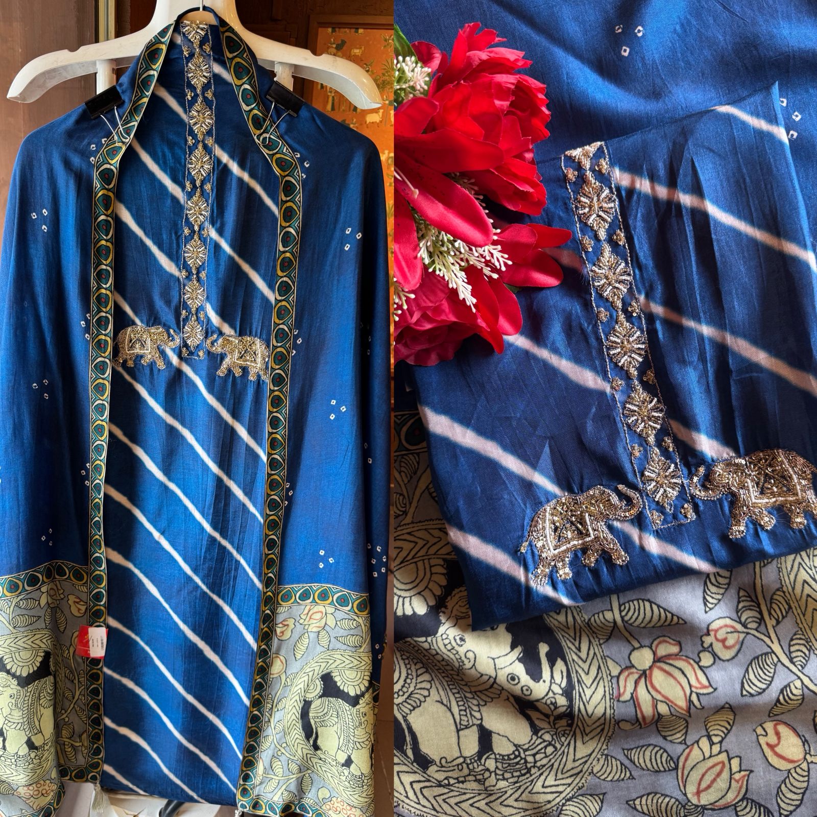 striking ethnic kurta fabric set