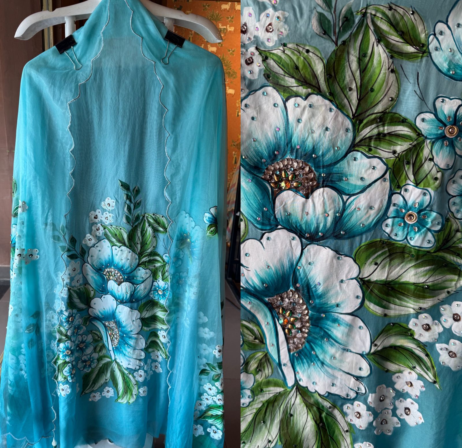 Beautiful hand-painted fabric Suit