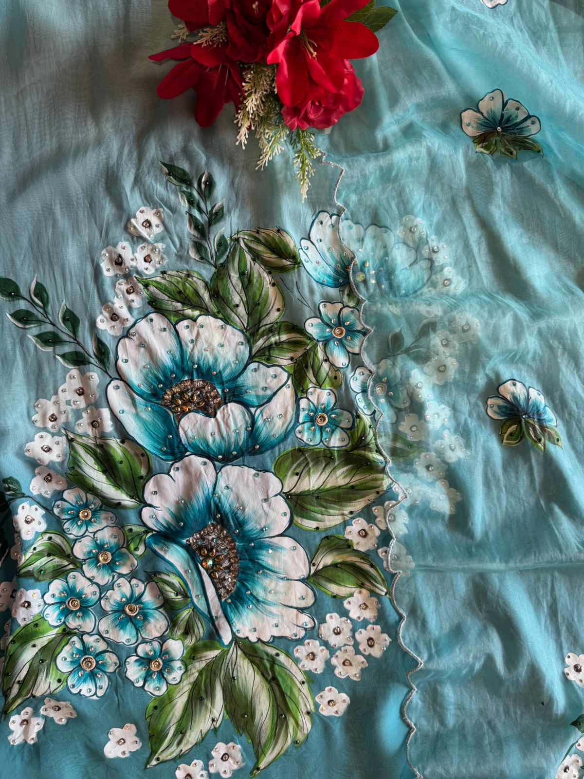 Beautiful hand-painted fabric Suit