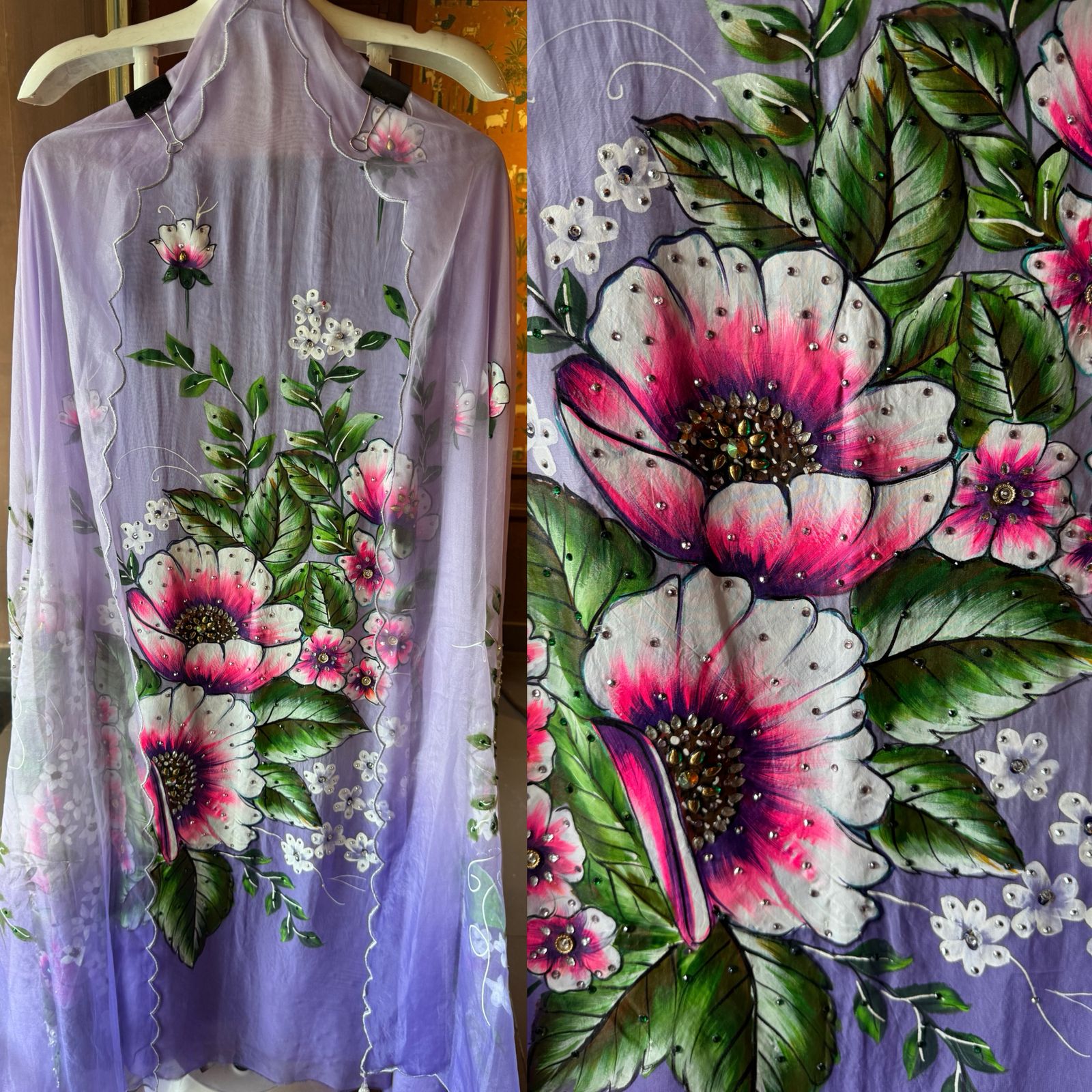 Beautiful hand-painted fabric Suit