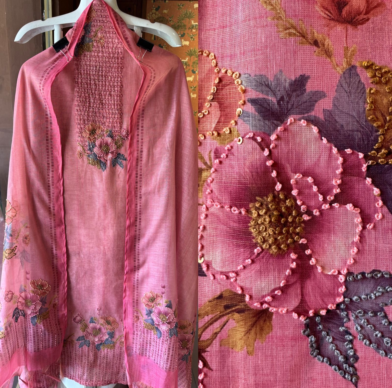 Mul Tissue jacquard Unstitched designer Suit