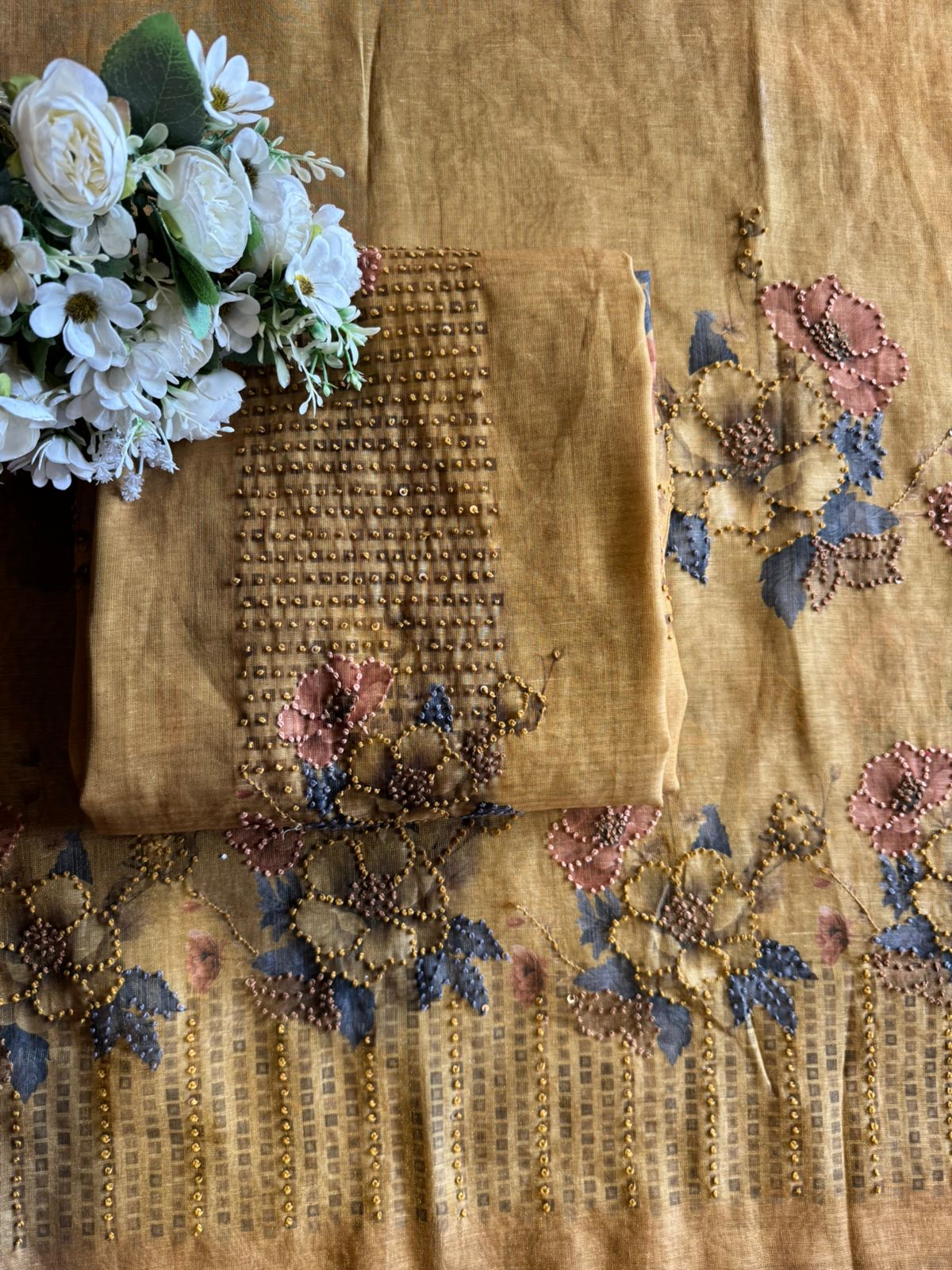 Mul Tissue jacquard Unstitched designer Suit