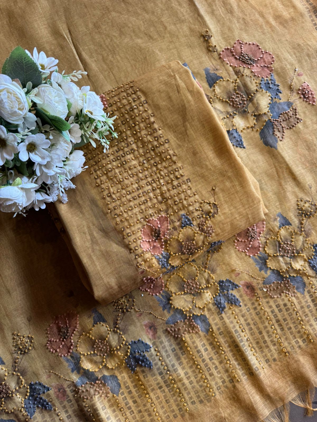 Mul Tissue jacquard Unstitched designer Suit