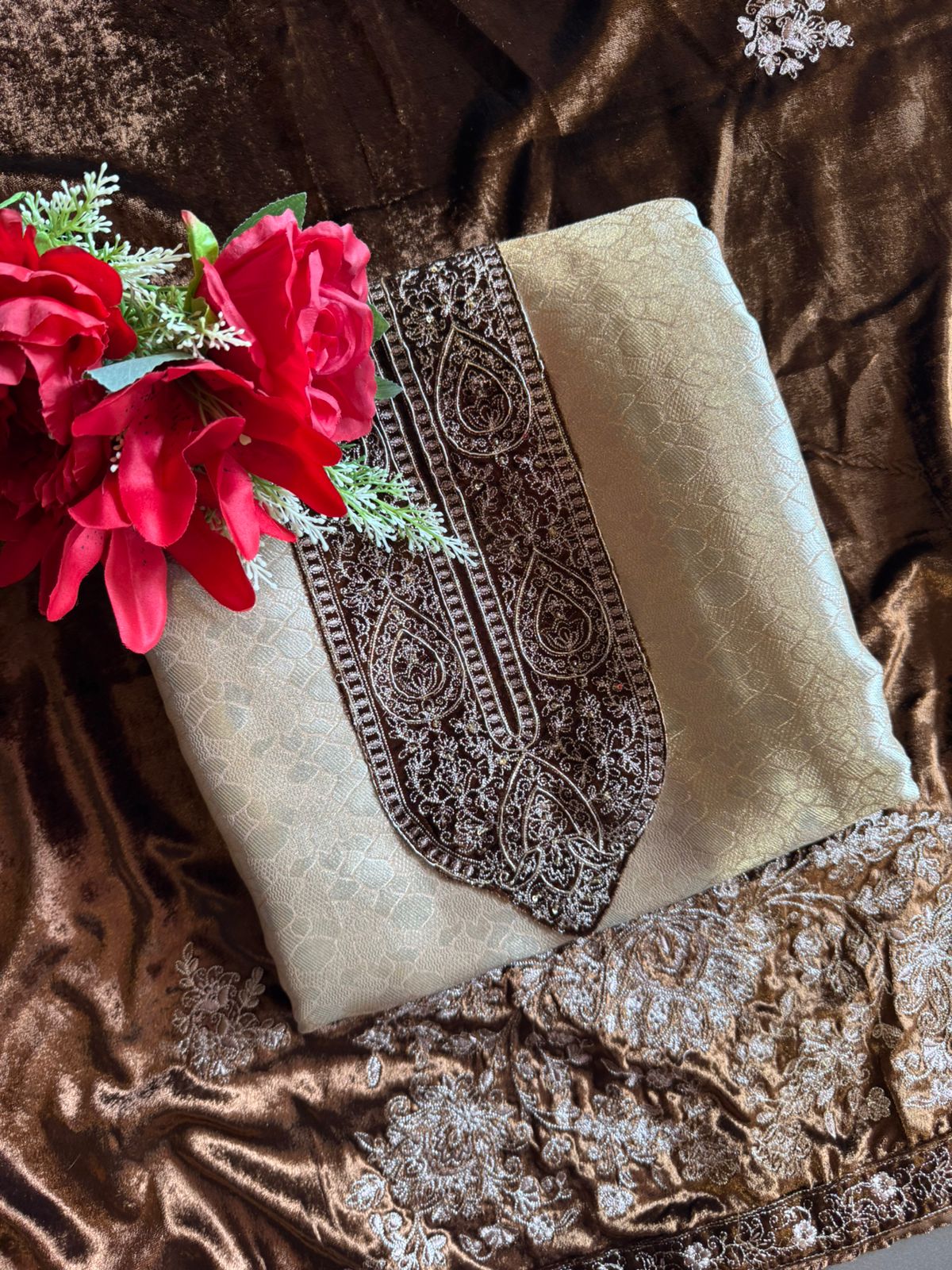 Brocade Silk designer Unstitched Shirt