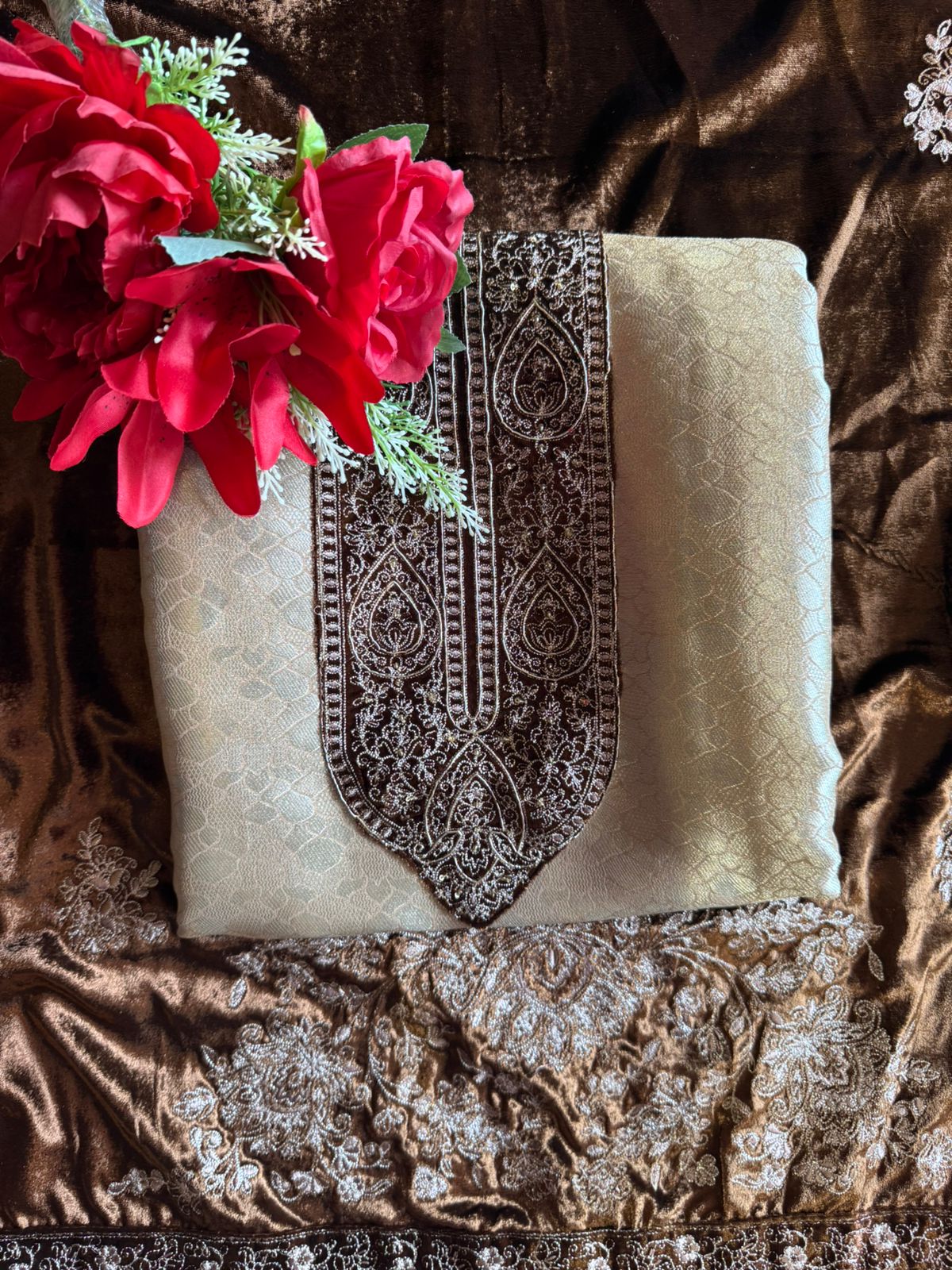 Brocade Silk designer Unstitched Shirt