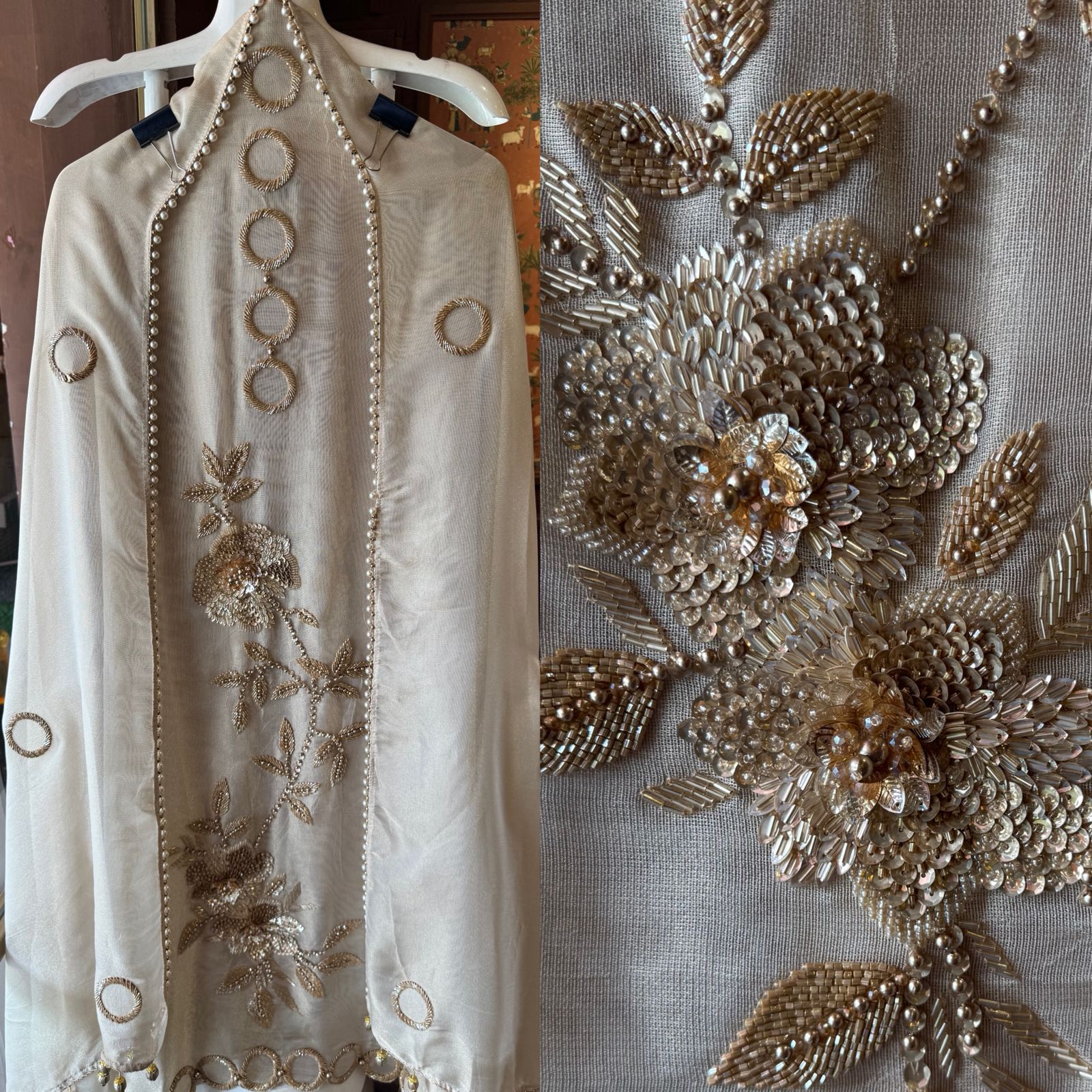 Soft ivory cream base on Shimmer tissue