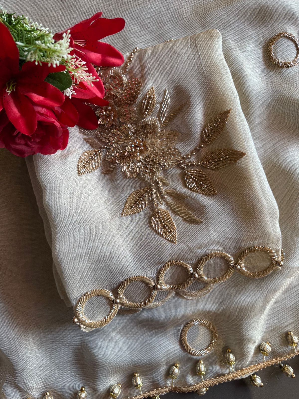 Soft ivory cream base on Shimmer tissue