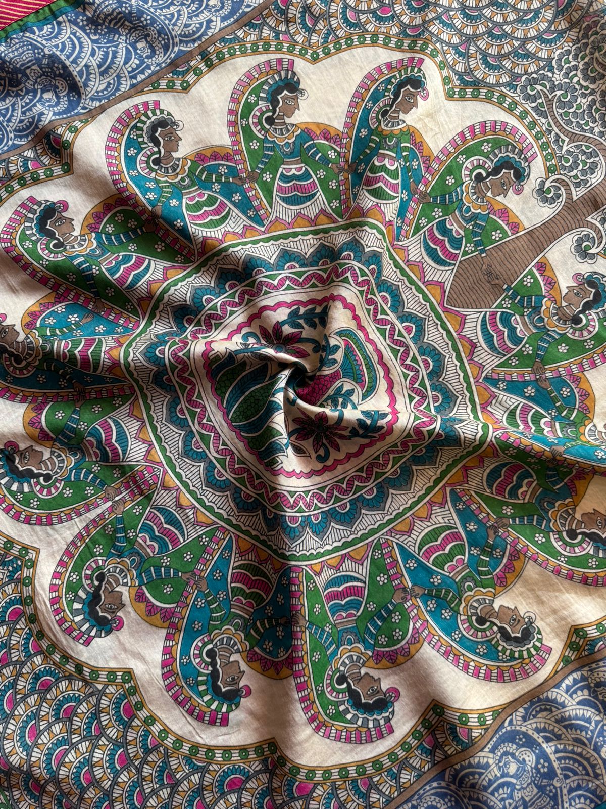 Deep majenta colour on pure Maheshwari  silk shirt