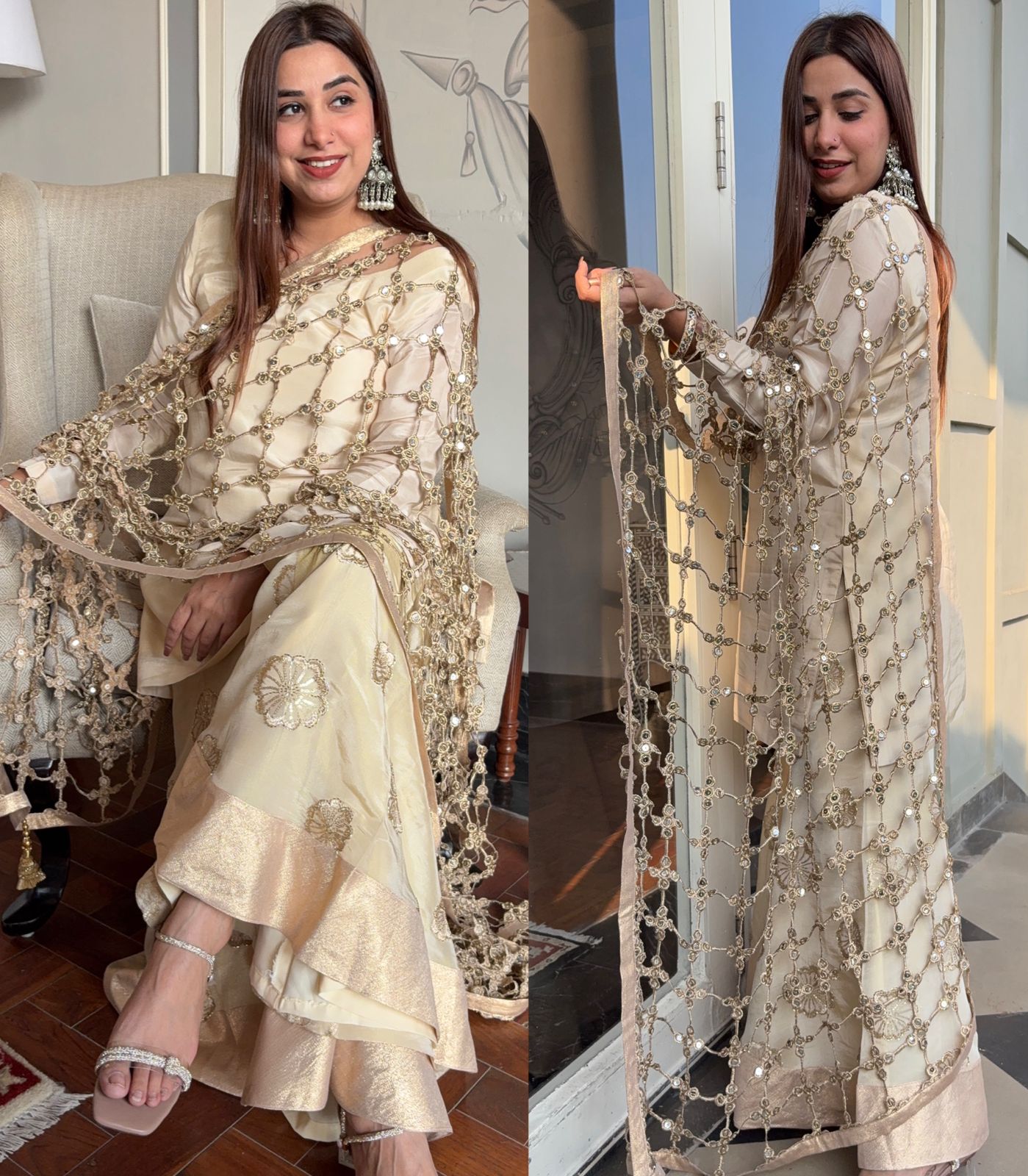 Shimmer tissue plain stitched Shirt