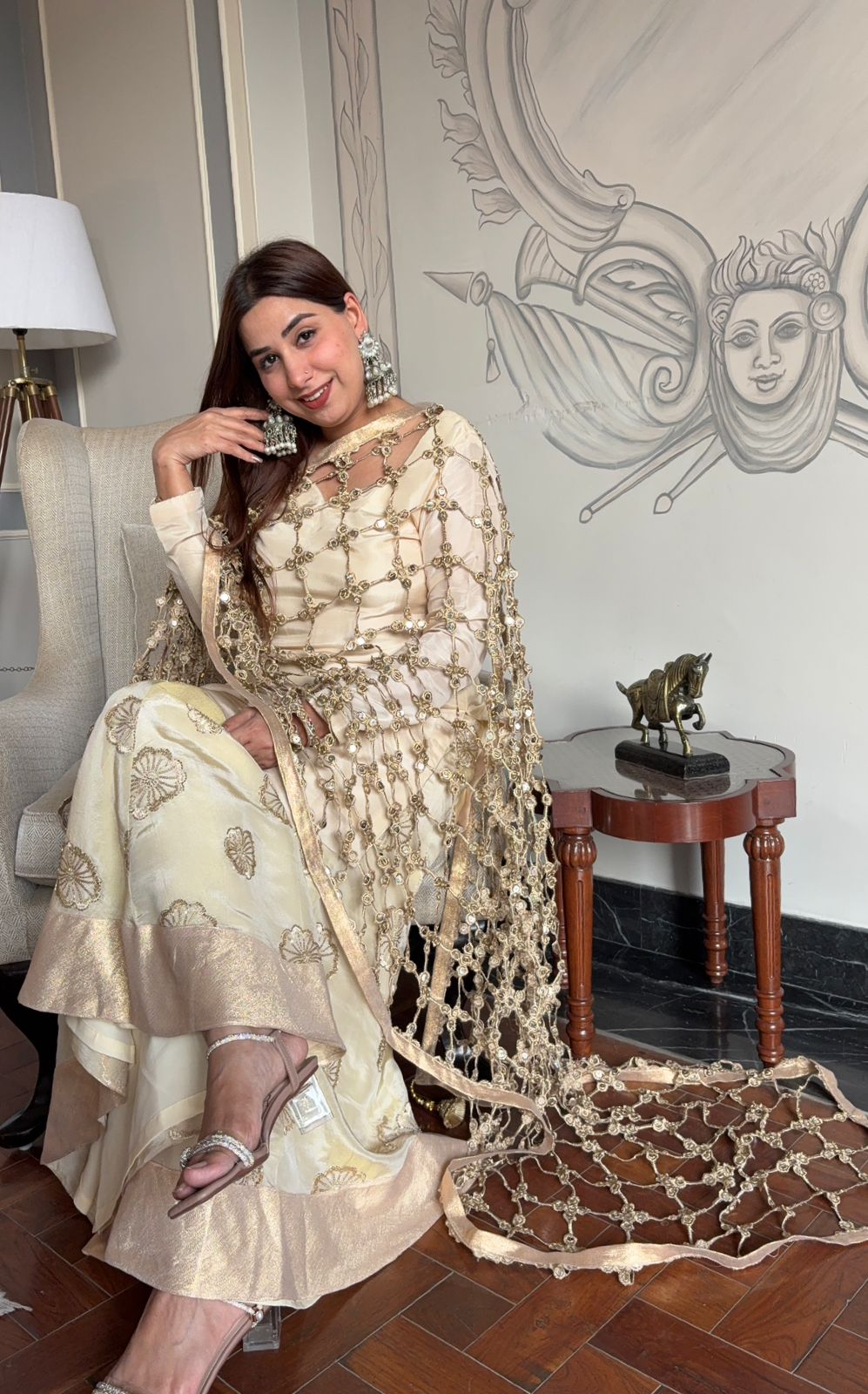 Shimmer tissue plain stitched Shirt