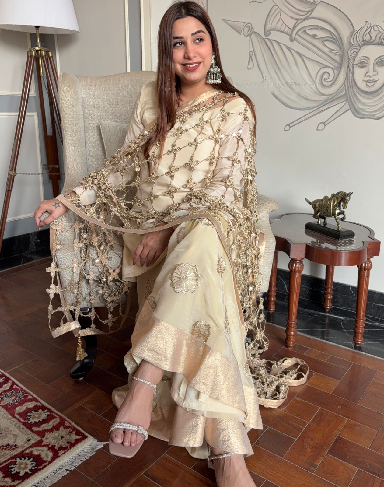 Shimmer tissue plain stitched Shirt