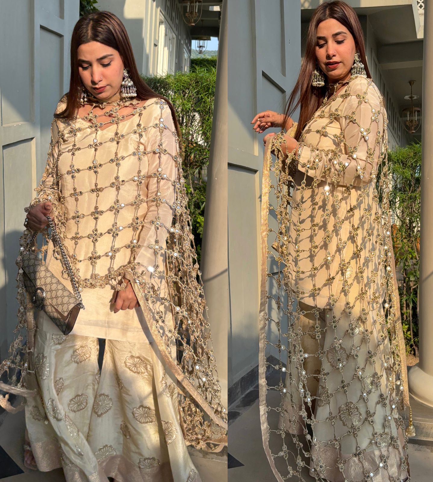 Shimmer tissue plain stitched Shirt