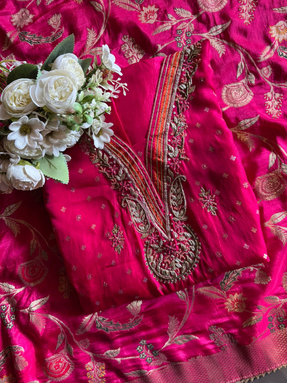 Beautiful ethnic unstitched suit set