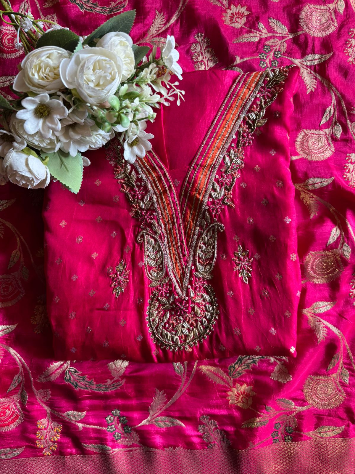 Beautiful ethnic unstitched suit set