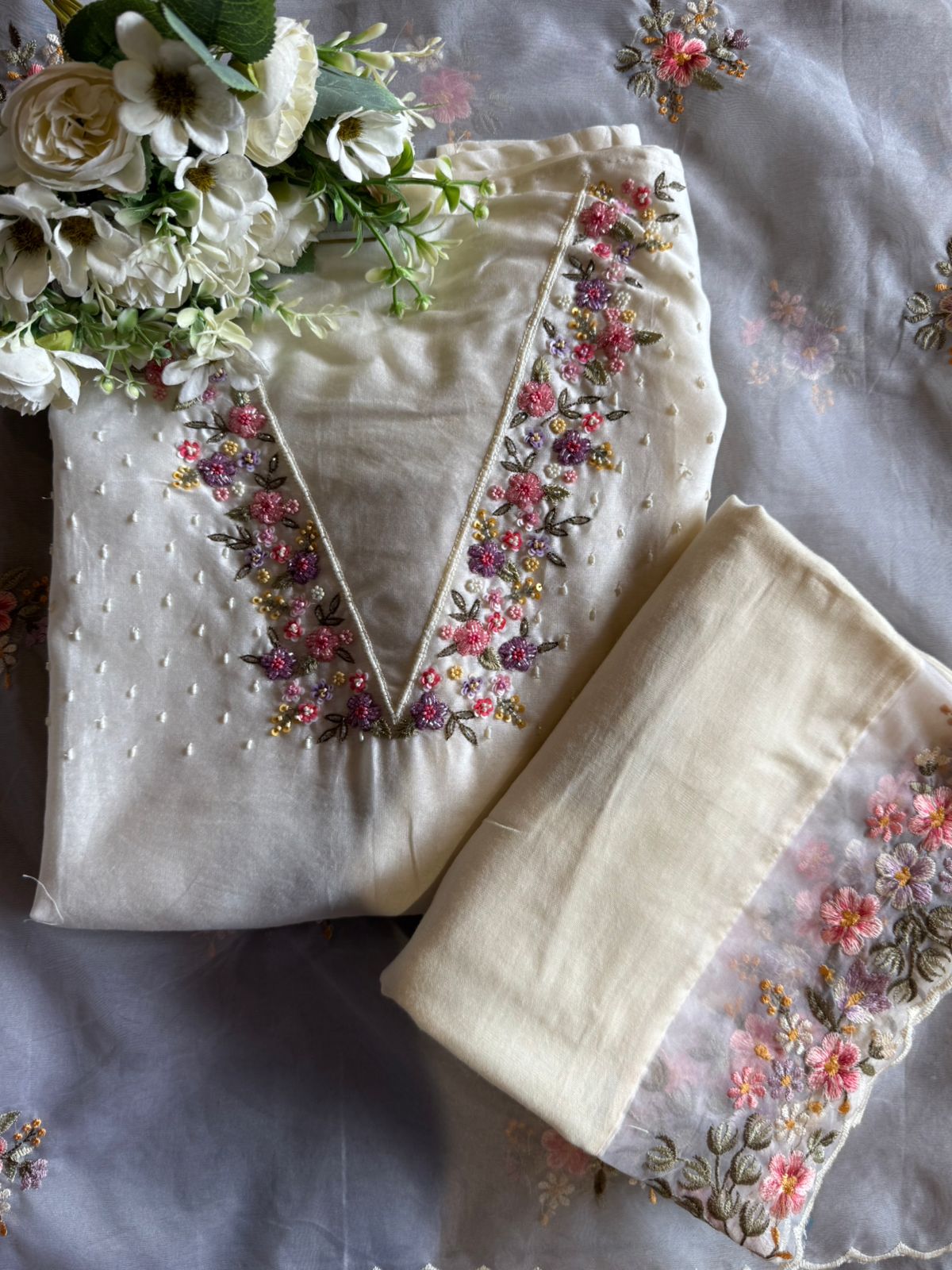 Pure cotton chanderi Unstitched kurta