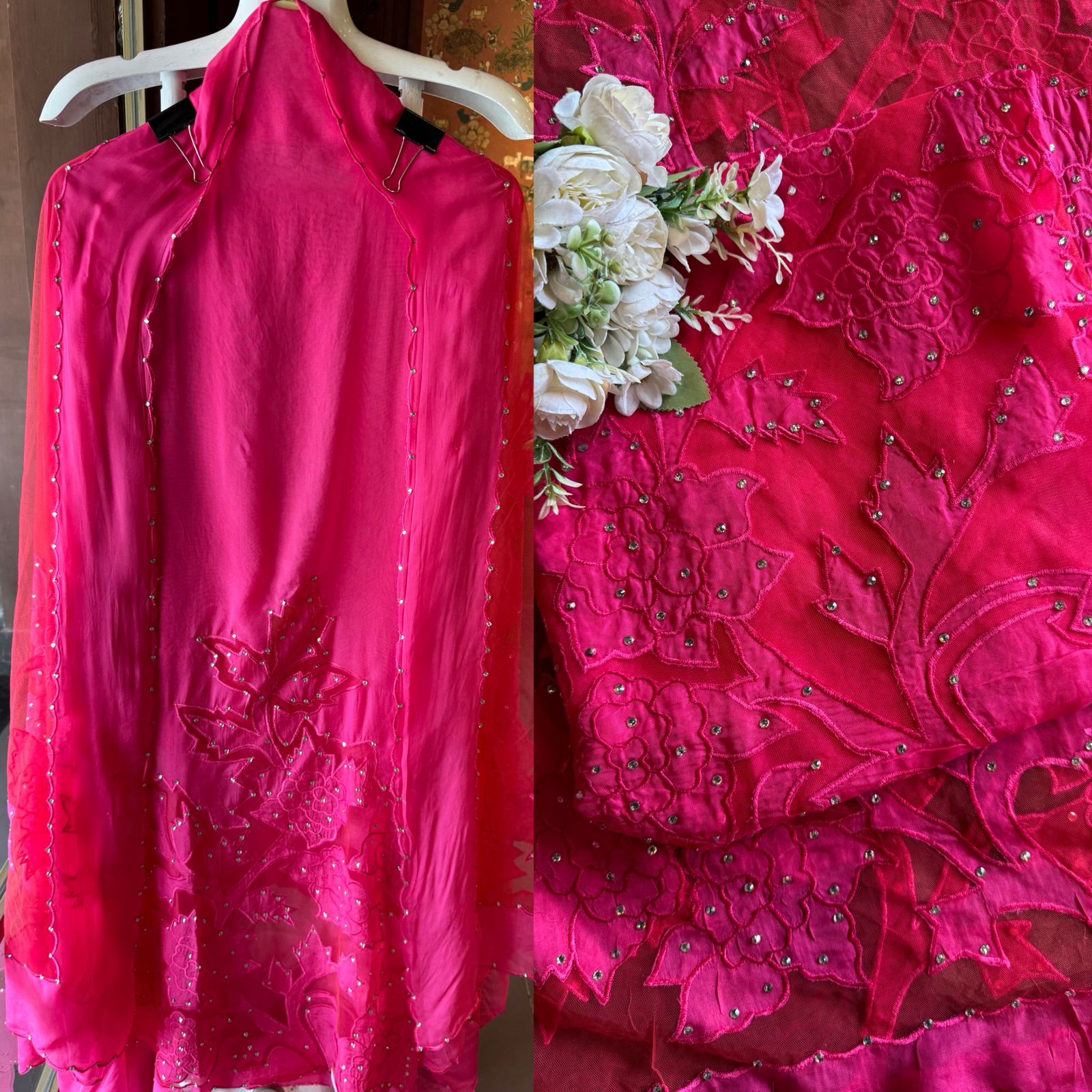 Soft organza  unstitched Kurta