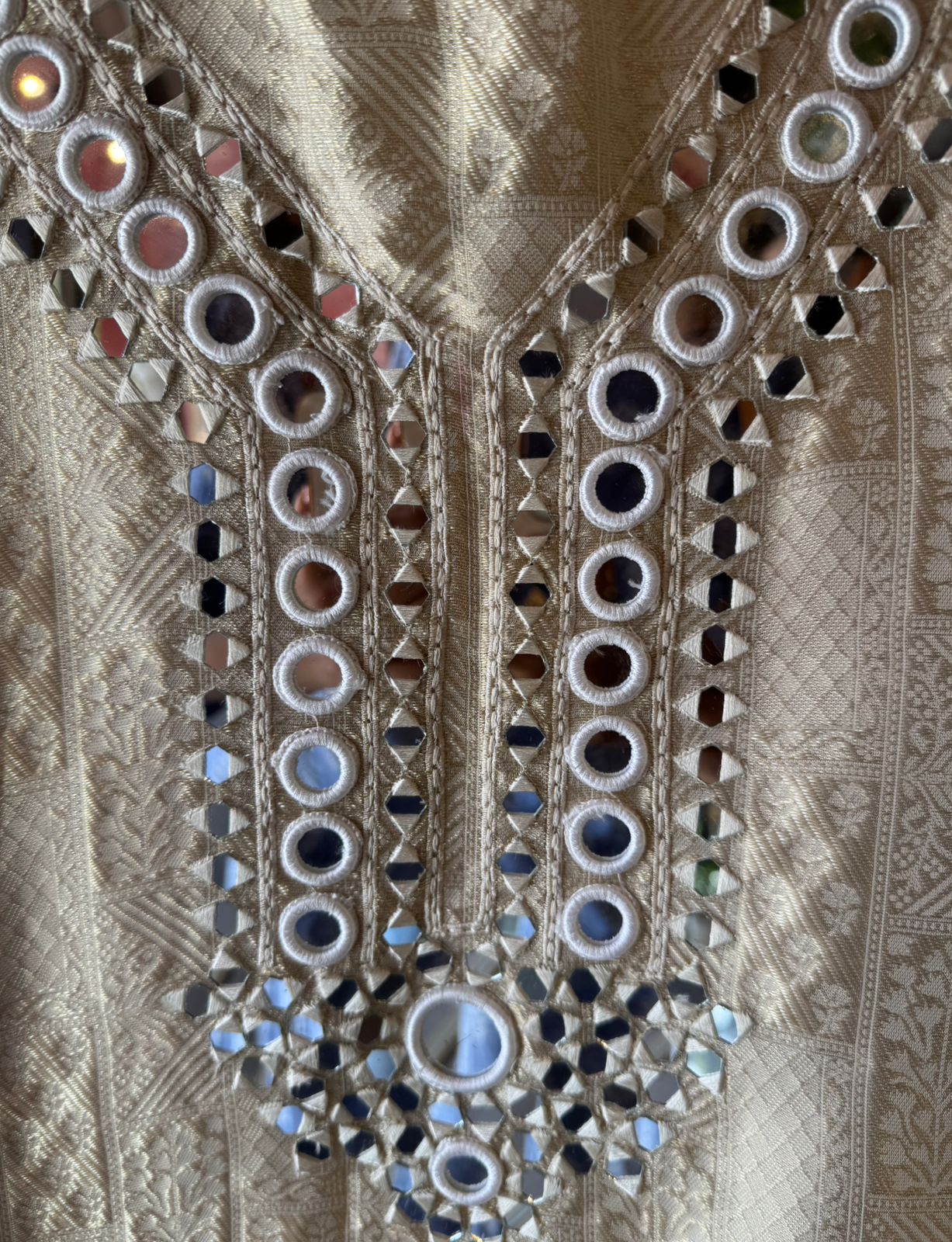 Beige-golden ethnic suit