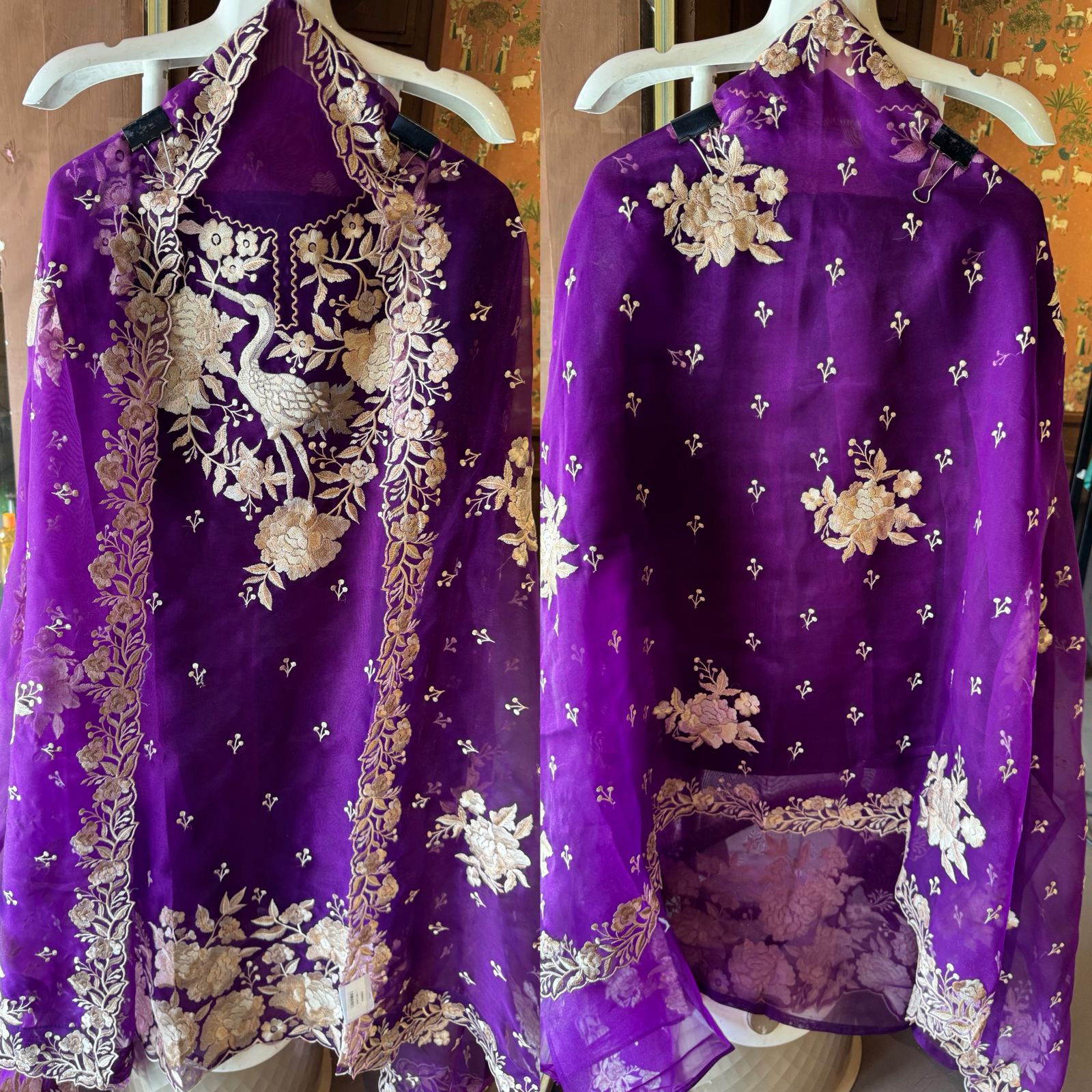 Sheer Tissue with Beautiful Resham thread embroidery