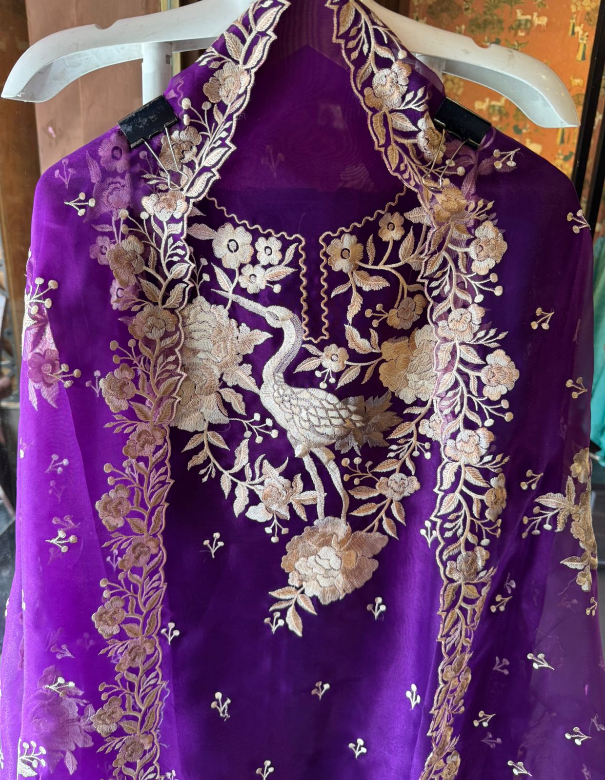 Sheer Tissue with Beautiful Resham thread embroidery